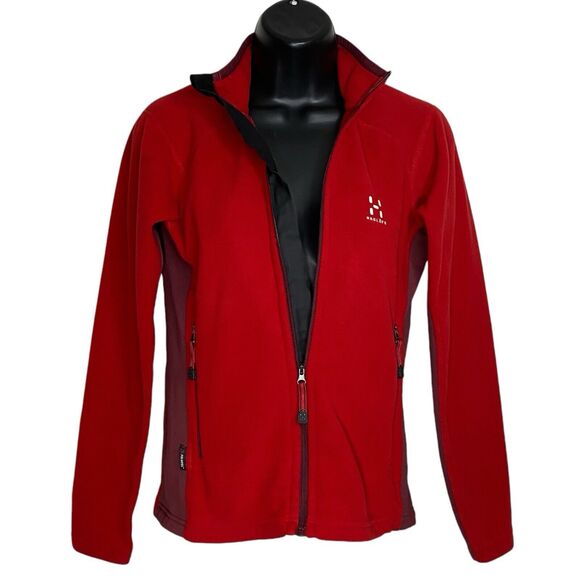 Haglofs Fleece Jacket Womens XS Polartec Red Full Zip High Neck Gorpcore Hiking - Picture 6 of 16